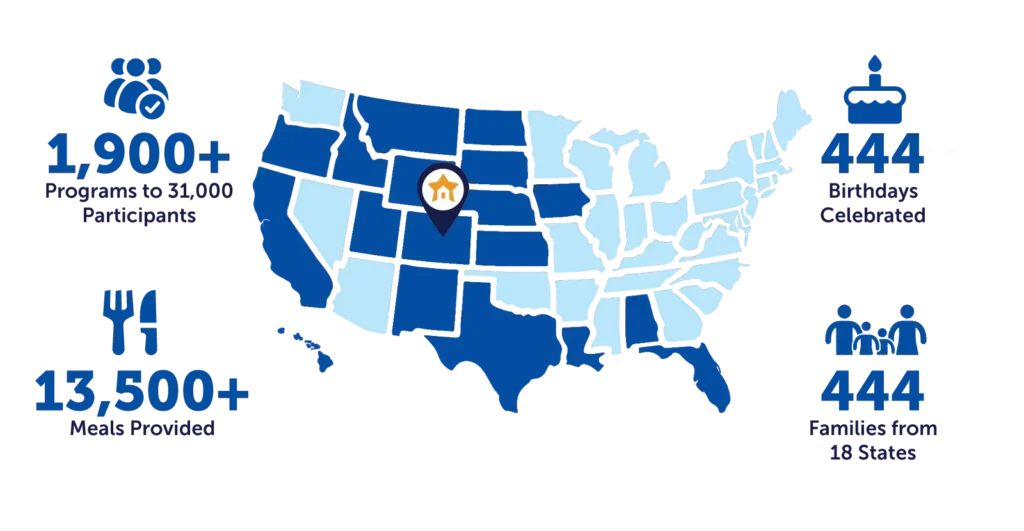 A map of the U.S. showing where Brent's Place families come from